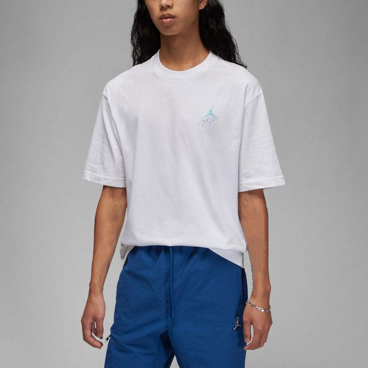 Jordan Simplified Big Logo Print Casual Crew Neck T-Shirt Men Tops White Yellow DZ4055-102