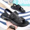 Summer New First-layer Cowhide Men's Casual Beach Shoes Middle-aged and Elderly Leather Slippers Open-toed Dad Sandals 2025