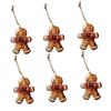 Christmas Wooden Gingerbread Man Pendant with Hanging Rope Xmas Tree Decor Ornament for Holiday Party Farmhouse Home Gifts