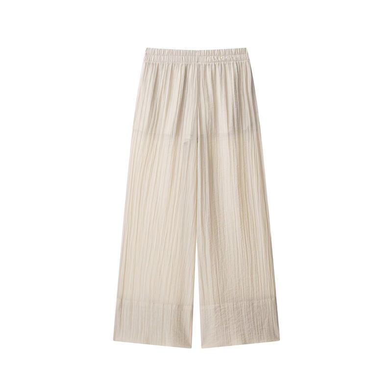 Kaslead New Women clothes Western Style Wrinkle Translucent Shirts Casual Pants 3897106 3897206