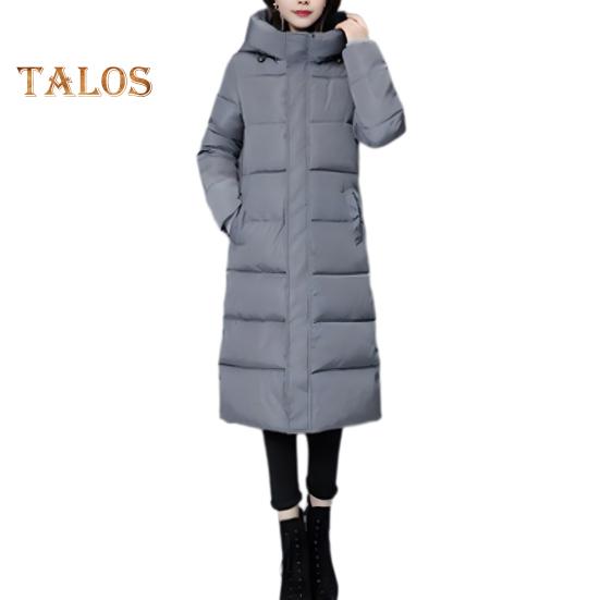 

Зимнее пуховое пальто Утолщенный стеганый капюшон Воротник-стойка Длина до колена Карманы Застежка-молния Ветрозащитный Сохранение тепла Теплая повседневная верхняя одежда для холодной погоды M серый