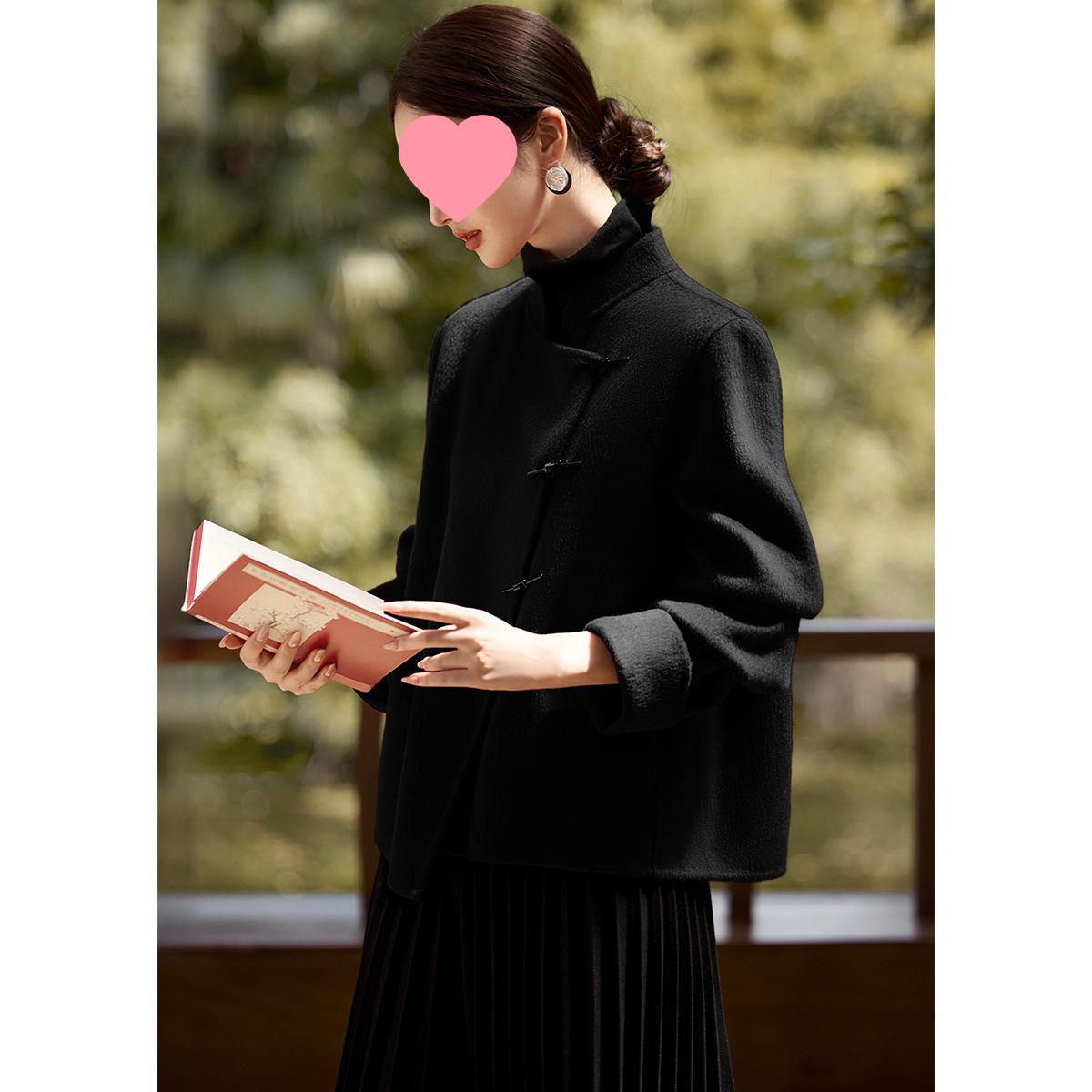 

Women s Red Double-Faced Wool Coat: Chinese-Style Wedding & Banquet Wear for Autumn/Winter S for under 100 jin чёрный