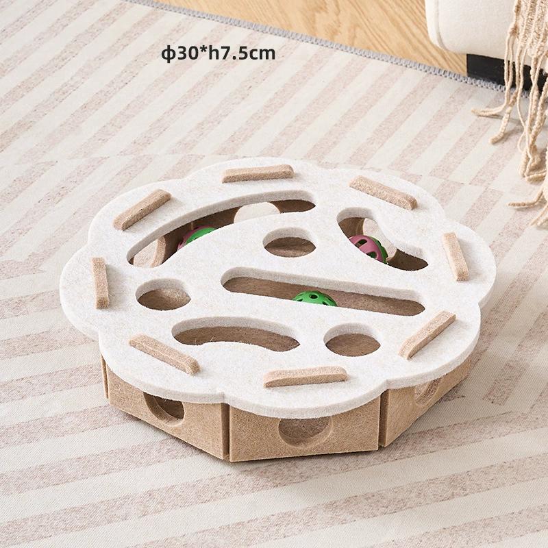 Cat Puzzle Toy Felt Maze Box Interactive Play Toy With Bell Balls For Indoor Kitten Exercise Hunting Game Relieve Boredom