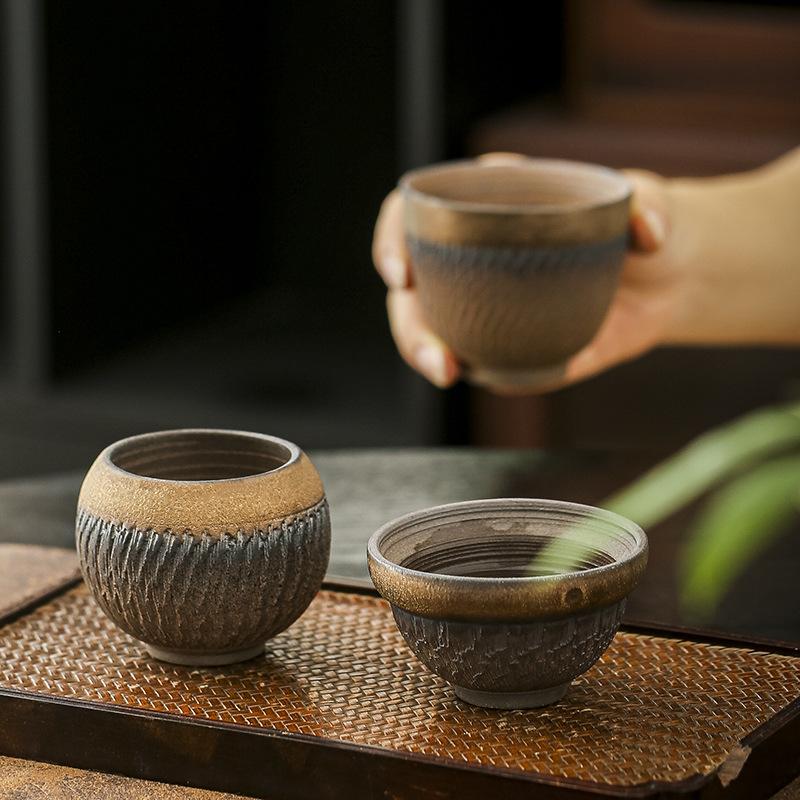 Retro Coarse Pottery Jumping Knife Craft Master Cup Teacup Tea Cup Single Cup Kung Fu Tea Set Household Teacup