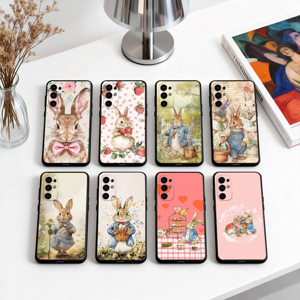 Cute R-Rabbit P-Peter-RP Phone Case Black Silicone Soft For Samsung S25,S24,S21,S22,S23,S30,Ultra,S20,Plus,Fe,Lite