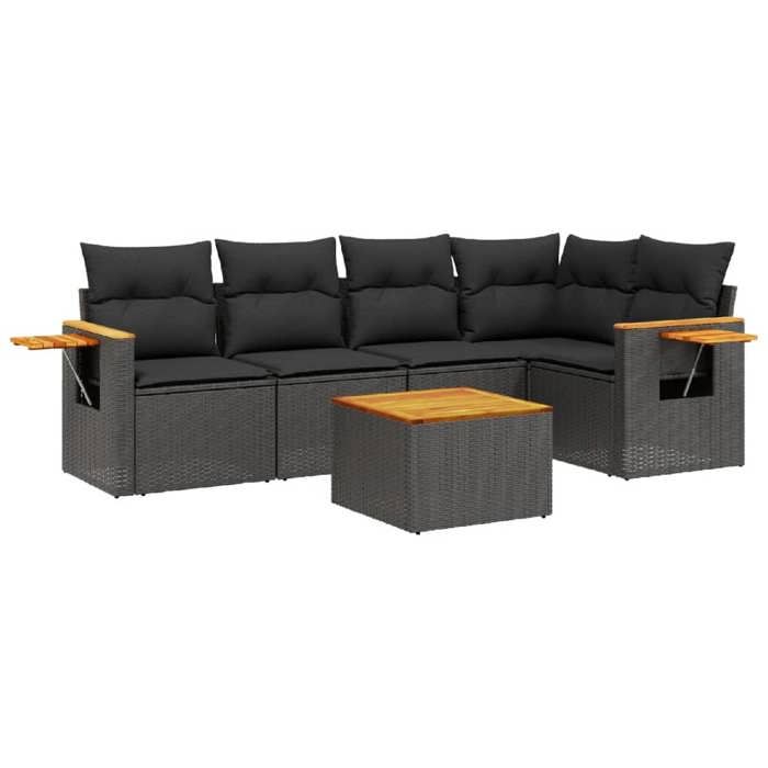 VidaXL Garden Lounge Set with Cushions 6 Pcs, Patio Sofas, Patio Furniture Set, Outdoor Furniture, Black 3259192