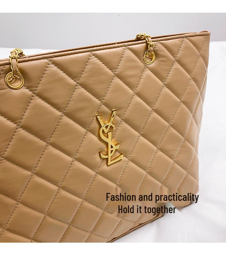 Diamond Lattice Women's Autumn Bag - Korean Style Large Capacity Chain Shoulder Bag for Work Commute
