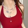 Pearl Rhinestone Tassel Necklace, Light Luxury Multi-layer Elegant Women Clavicle Choker