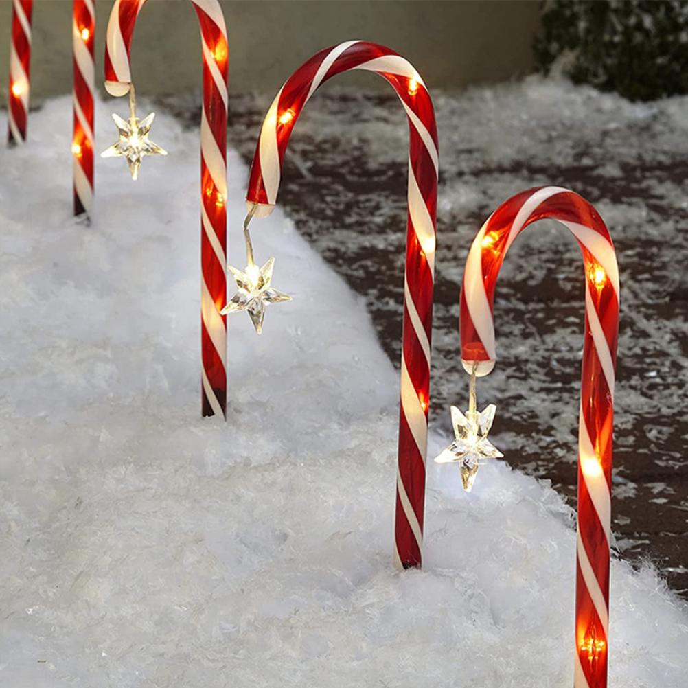 Outdoor Solar Garden Lamp Waterproof Solar Christmas Cane Stake Light Lawn Yard Ornament for Indoor