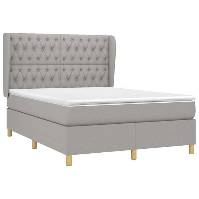 3128765 vidaXL Lit à sommier tapissier avec matelas Gris clair 140x200cm Tissu