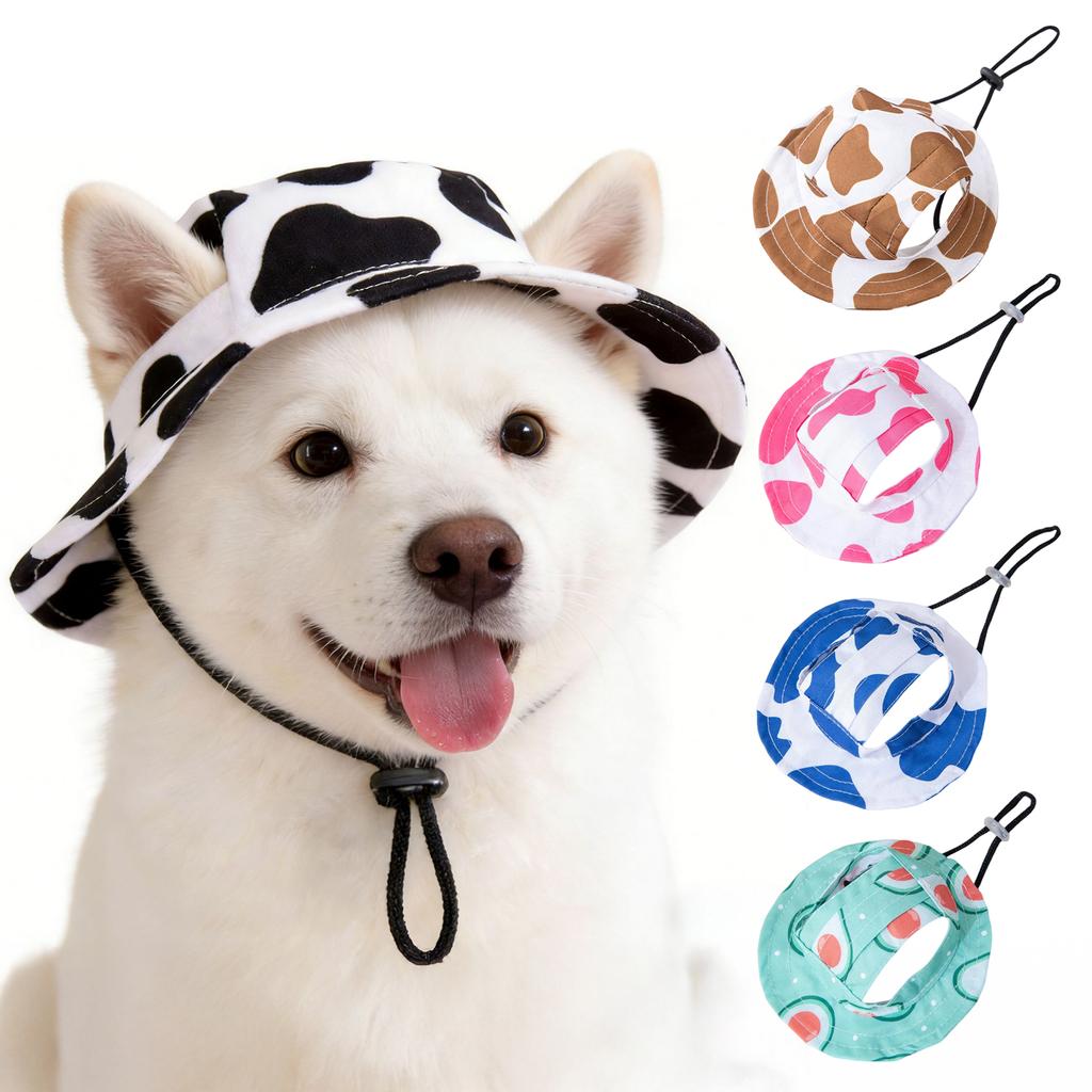 Cooling Pet Hat Dog Sun with Ear Holes, Wide Brim Protection Hat, Adjustable Secure Fit Drawstring for Small And Medium Dogs Outdoor Walking