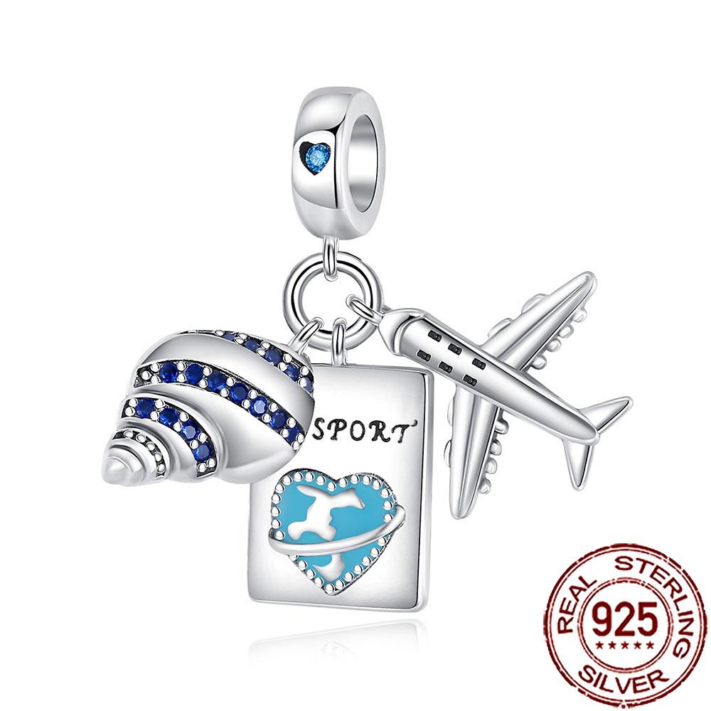 New Charms Copper Airplane Globe Suitcase Air Balloon Travel Beads Fit Original Bracelet Necklace Diy Jewelry