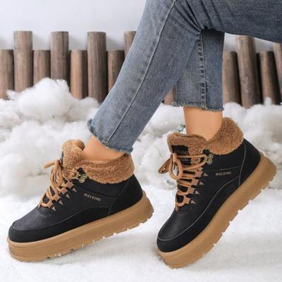 Neue Damen-Plüsch-Spitzen-Warm-Schuhe mit dicker Sohle Outdoor Rutschfest Freizeitschuhe