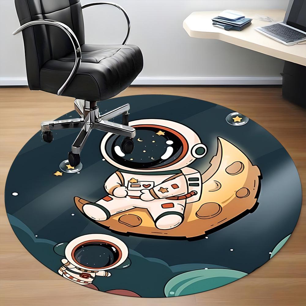 1 Stück Weltraum-Entdecker Büro Runder Teppich, Unter Bürostühlen Schlafzimmer Wohnzimmer Heimdekoration, Raumdeko
