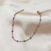 Gold Purple Beaded Chain Bracelet – Dainty Enamel Bead Minimalist Jewelry, Sweet Everyday Gift for Women