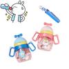 New Cartoon Handle Children's Plastic Straw Cup 360ml Ideal For Kindergarten With Shoulder Strap Pink/blue