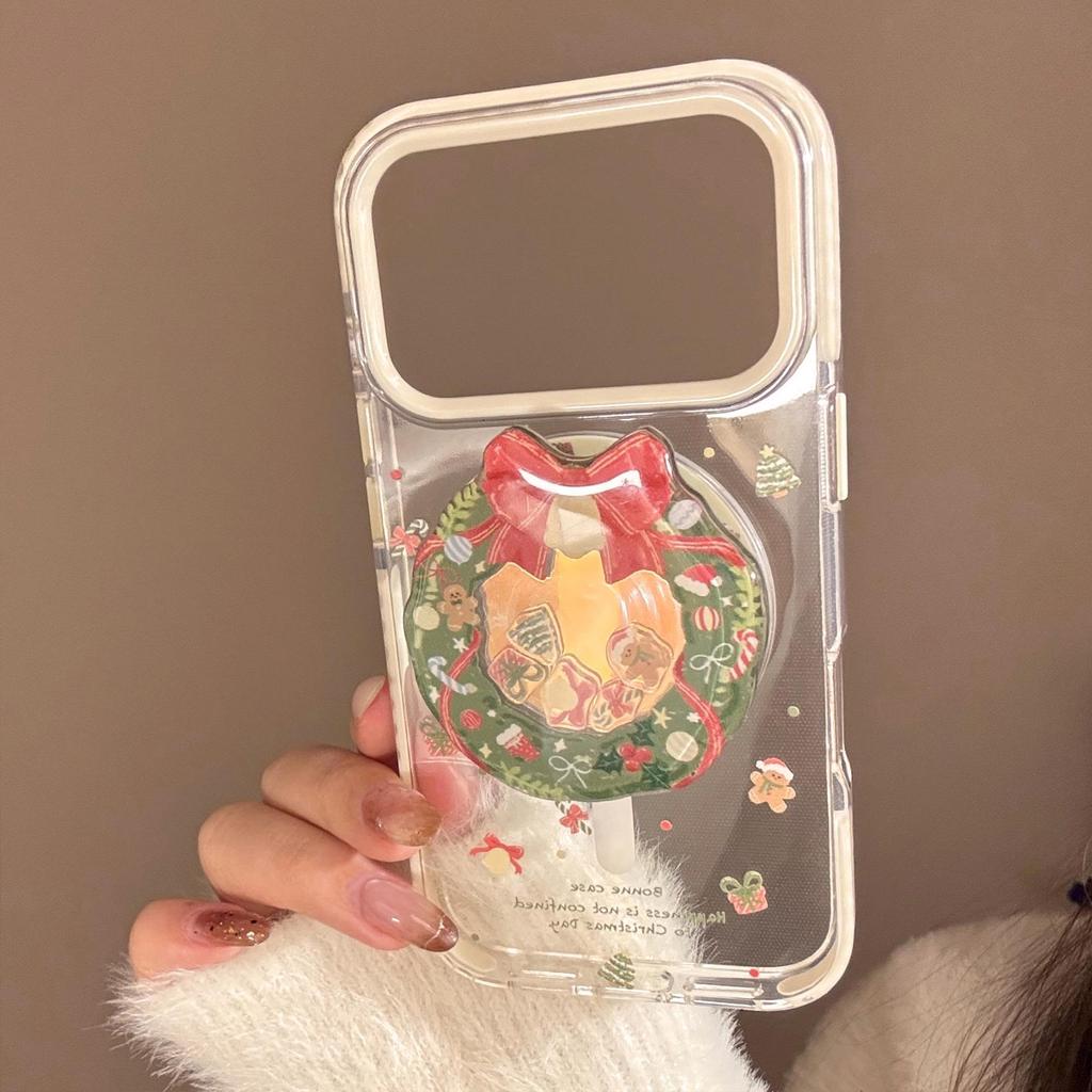 Creative Christmas Wreath Stand Phone Case for iPhone 17 and iPhone 17 Pro Max