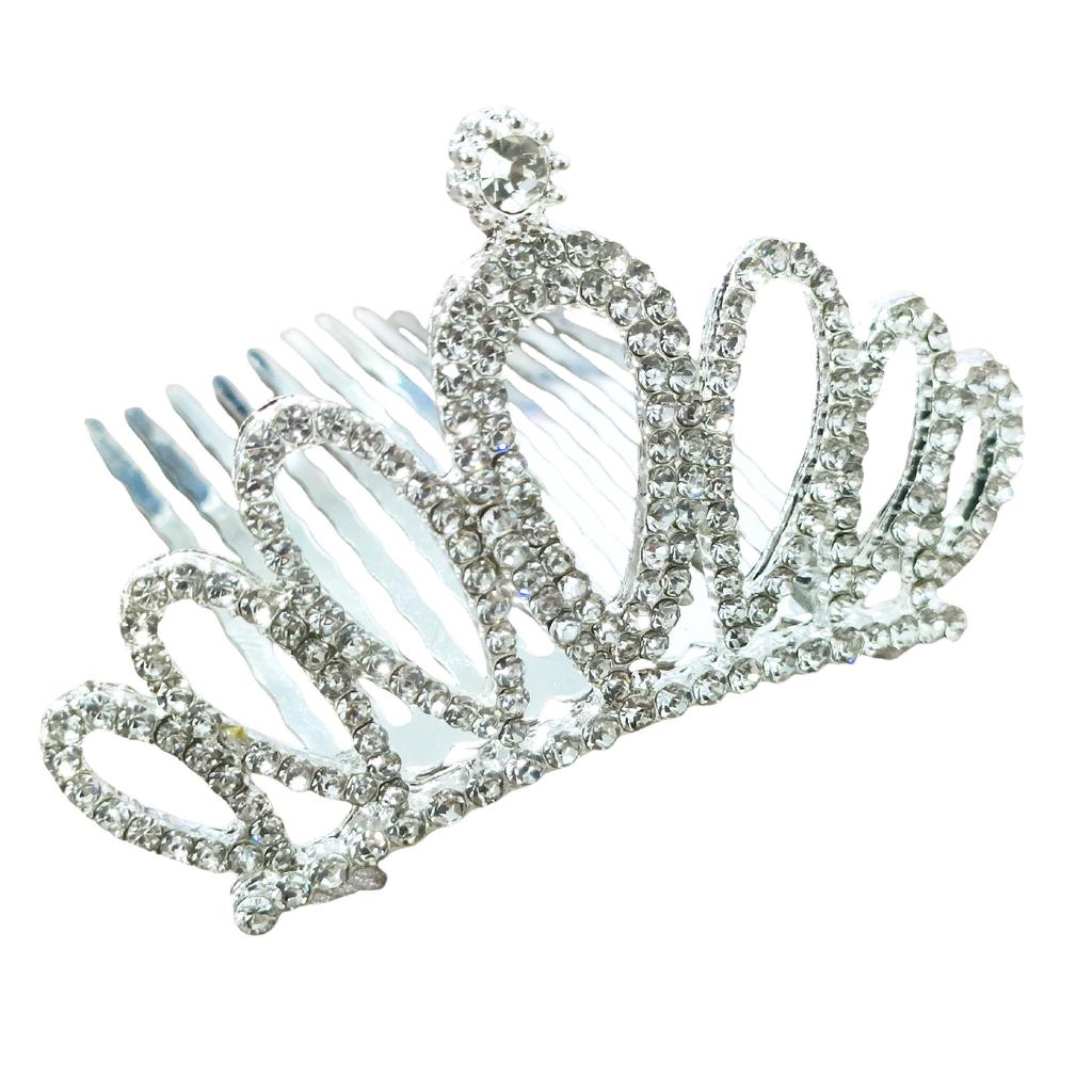 Korean Children's Crown Comb Accessories Girls' High End Crown Korean Version Princess Birthday Rhinestone Hair Accessories