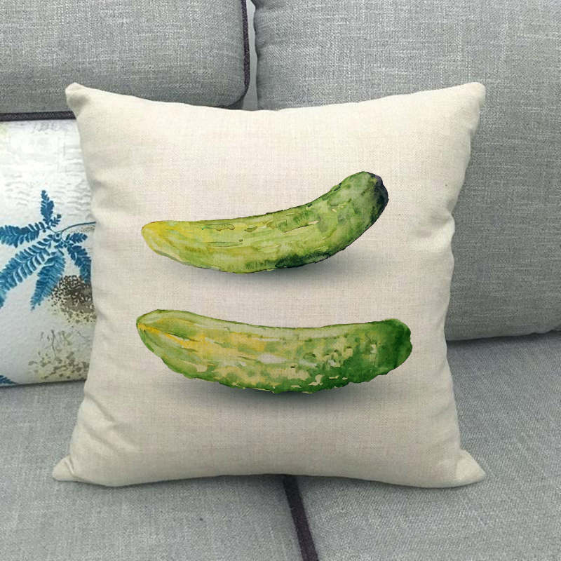 Cartoon Fruit And Vegetable Series Digital Printing Short Plush Pillow Covers For Car Sofa Office Cushion Cover Home Goods
