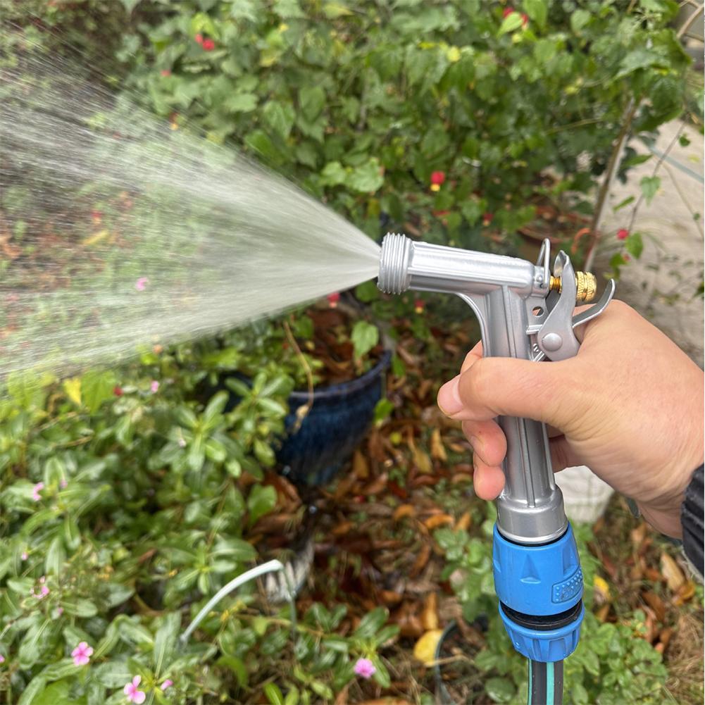 5.5inch Zinc Alloy Adjustable Hose Nozzle with Threaded Front Grip Hose Sprinkler for Watering Plants Washing Car Showering Pet