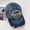 Retro Embroidered Letters Cotton Baseball Cap With Curved Peak For Use Daily
