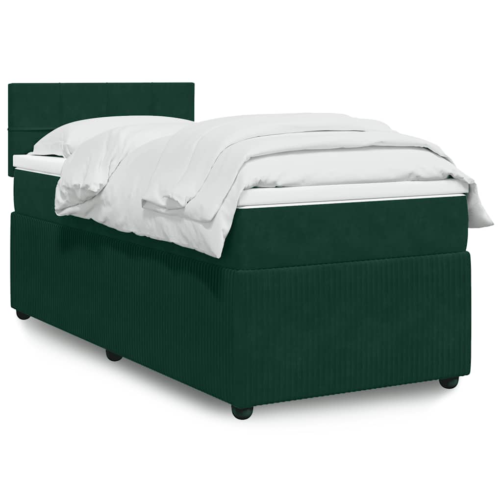 Box Spring Bed with Mattress Dark Green 80 x 200 cm Velvet