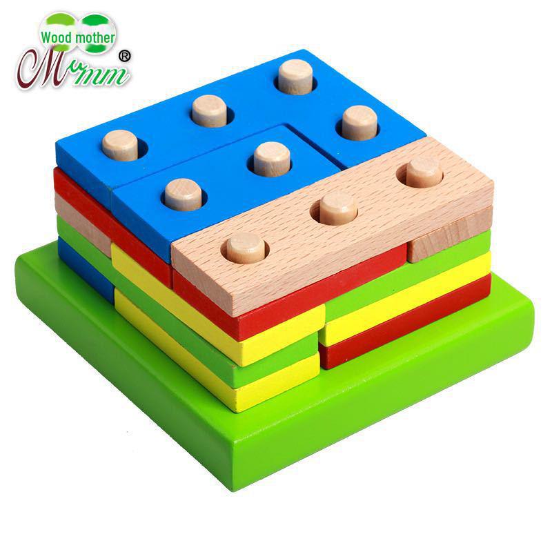 Seven-Layer Wooden Rainbow Stacking Tower - Early Education Toy for Infants