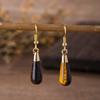 1pair Natural Stone Earring Amethyst Tiger Eye Charms Long Water Drop Dangle Earrings Jewelry for Women