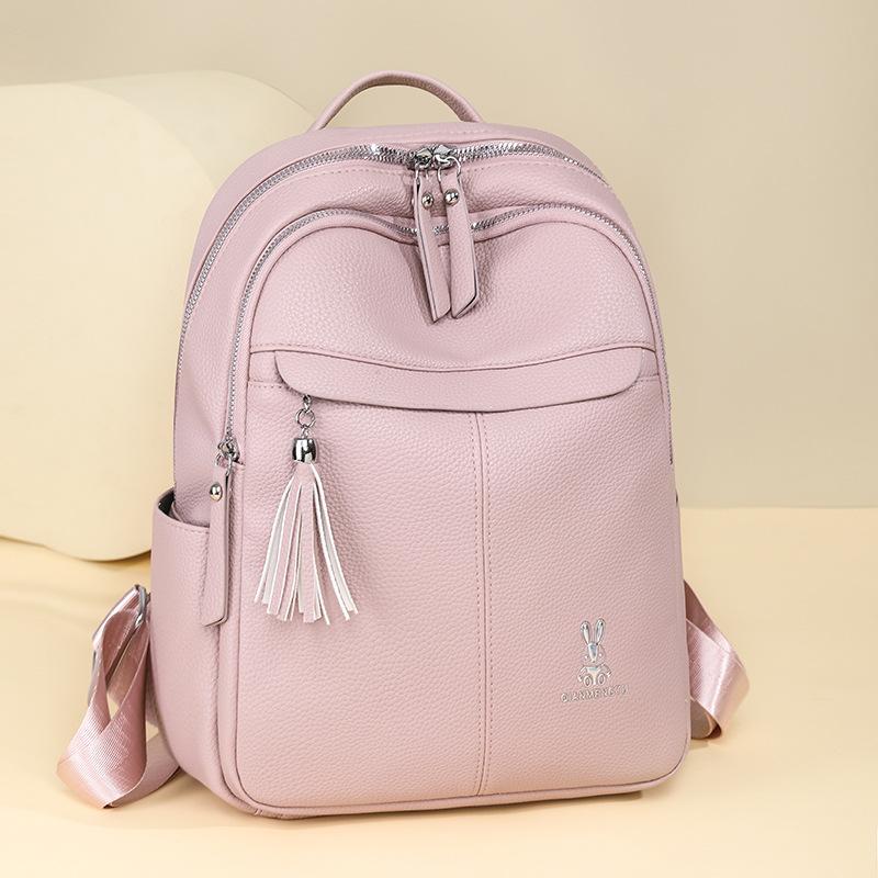 Soft leather fringed backpack women's new fashion casual backpack large capacity travel bag women's shoulder trendy bag