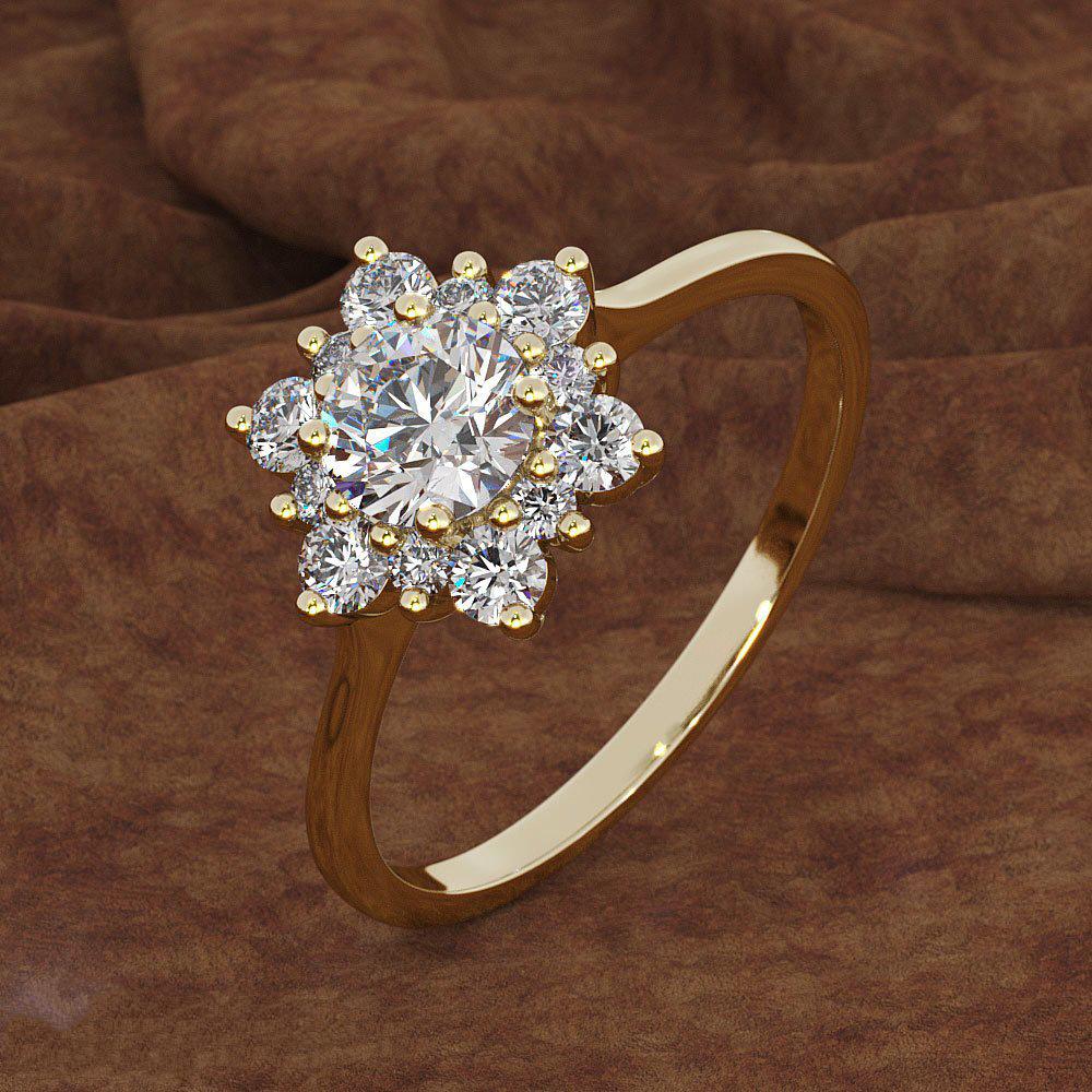 Creative Diamond Snowflake Ring 18k Gold Plated Rose Gold Simulated Diamond Ring for Women