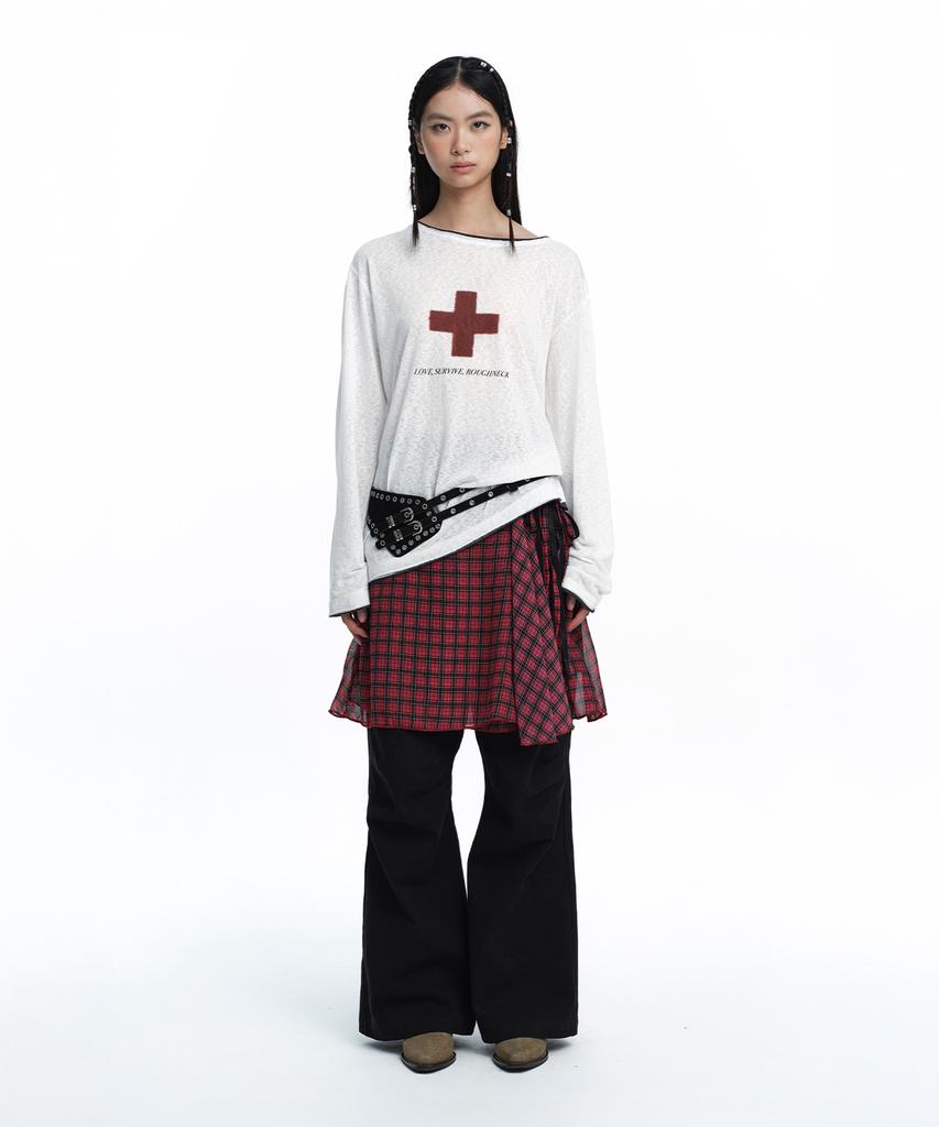 Rough Neck Asymmetrical Tie Skirt Red