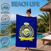 Asciugamano da Spiaggia in Microfibra Stampato con Stemma del Club di Calcio Nassr, Morbido e Assorbente, Asciugatura Rapida, Ideale per Viaggi Estivi, Essenziale per la Spiaggia, Piscina