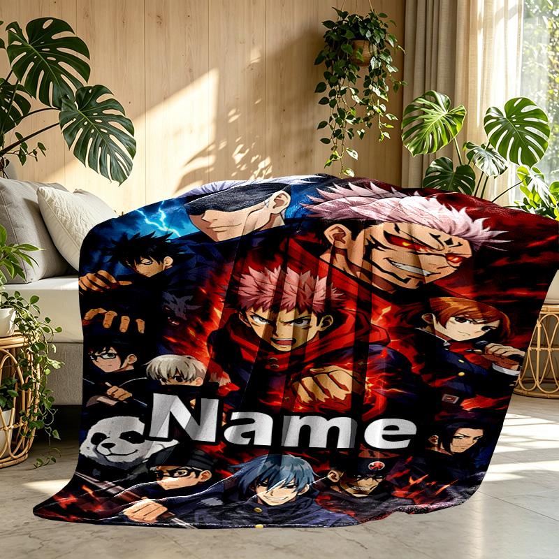 Custom Name Personalized Jujutsu Kaisen Print Blanket, Home Decor, Bedroom, Sofa, Camping, Couch, Gifts for Birthday ChristmasEnthusiasts