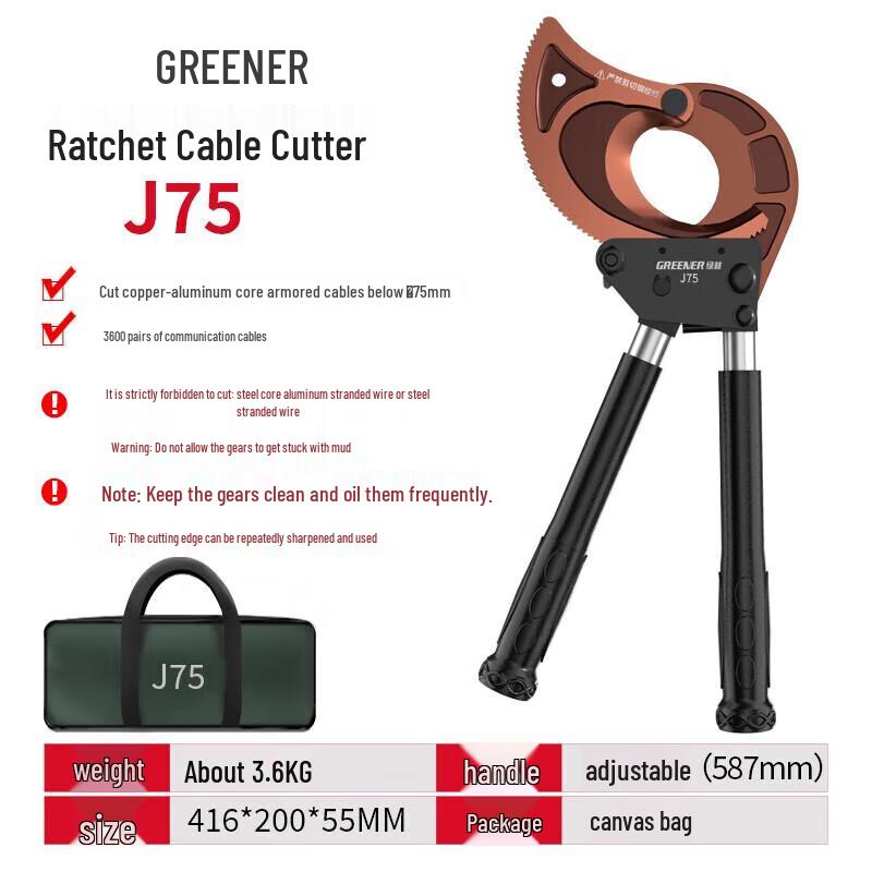 GREENER Ratchet Cable Cutter J75