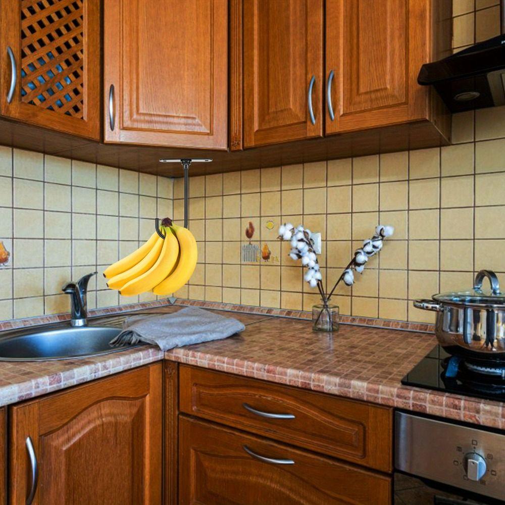 2Pcs Wall Mount Banana Holder Hook Keep Bananas Fresh Banana Storage Hook Towel Hook  Kitchen