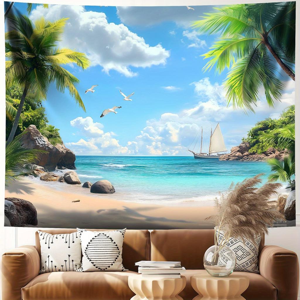 Tropical Beach Paradise Tapestry Serene Vibrant and Blissfully Relaxing Wall Art for a Coastal Decor Statement