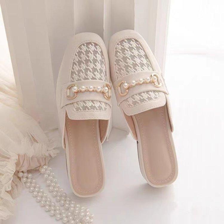 

Тапочки Baotou полутапочки женские толстый каблук 2024 новые летние сетчатые туфли lazy muller модные босоножки на низком каблуке 40