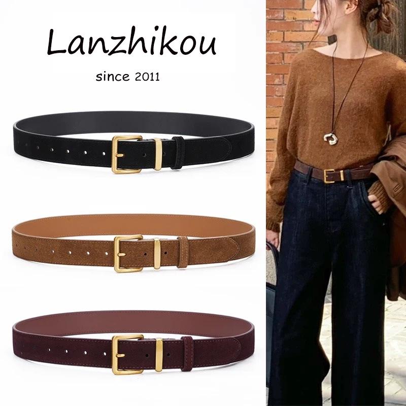 Women's Suede Leather Belt with Niche Jeans Design - Retro, Versatile, High-End Accessory