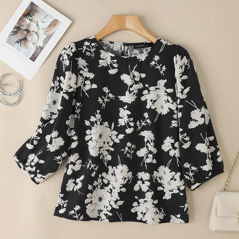 ZANZEA Floral Print Summer Casual 3/4 Sleeve Loose Blouse