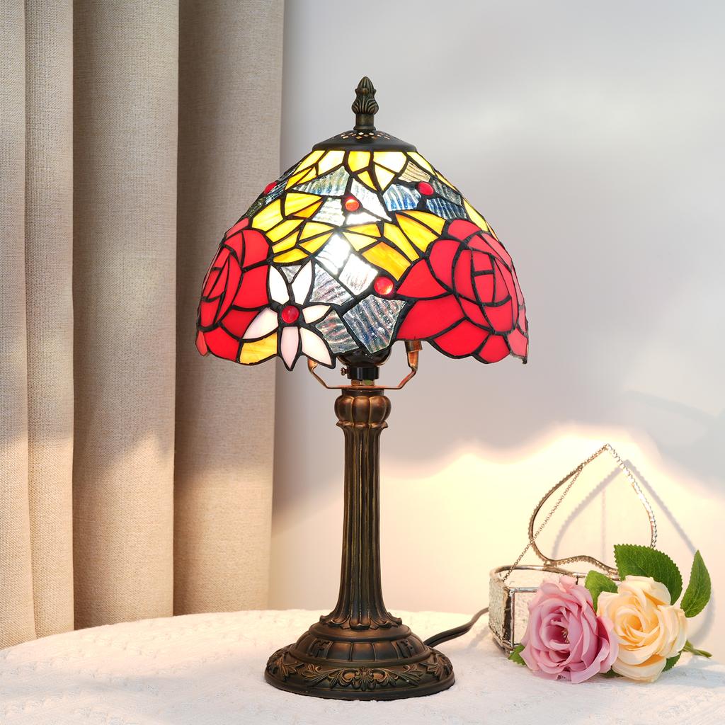 Beautiful Vintage Style Table Lamp Multi-Color Vintage Bedside Table Desk Lamp 8 Inch Wide Reading Light Decor