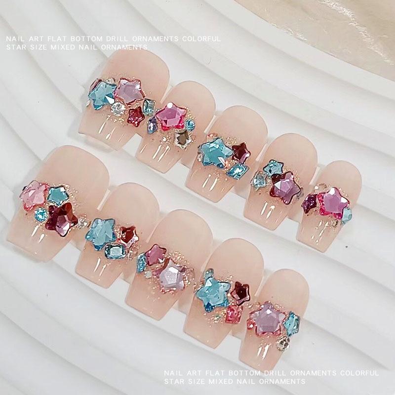 50 Pcs Nail Art Rhinestones: Irregular Shapes, Small Size, Starfish & Pentagram Mix