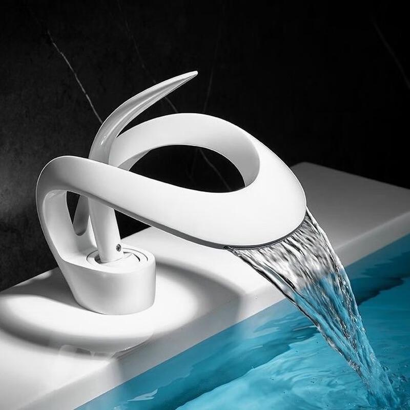 White Waterfall Basin Faucet