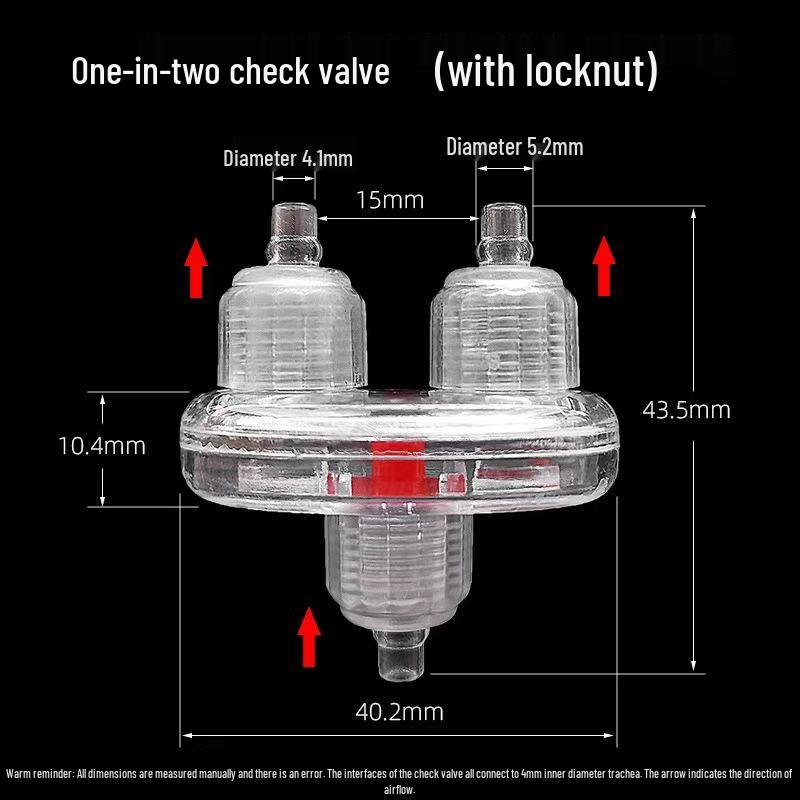 Fish Tank Oxygen Pump Accessories: Regulating Valve, Anti-Detachment Check Valve, Backflow Preventer, Straight Splitter.