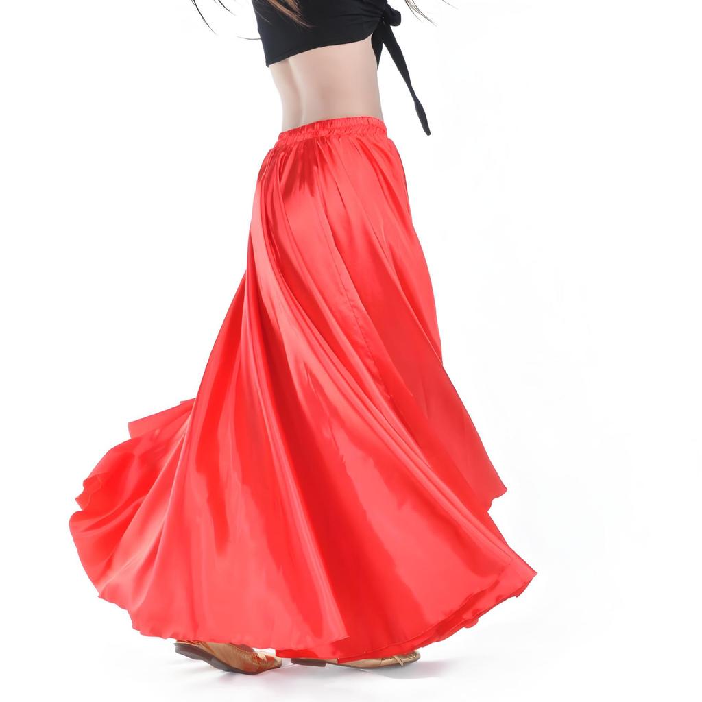 Big Swing Satin Belly Dance Skirt for Stage Performance