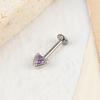 G23 Titanium Inlaid Zircon Cat Ear Shaped Ear Bone Stud Lip Stud Internal Thread Piercing Jewelry