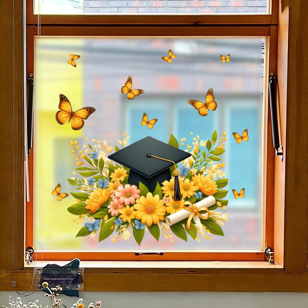 Creative Graduation Season Bachelor Cap Wall Stickers for Bedroom, Living Room, Kitchen, Bathroom and Wall Decoration