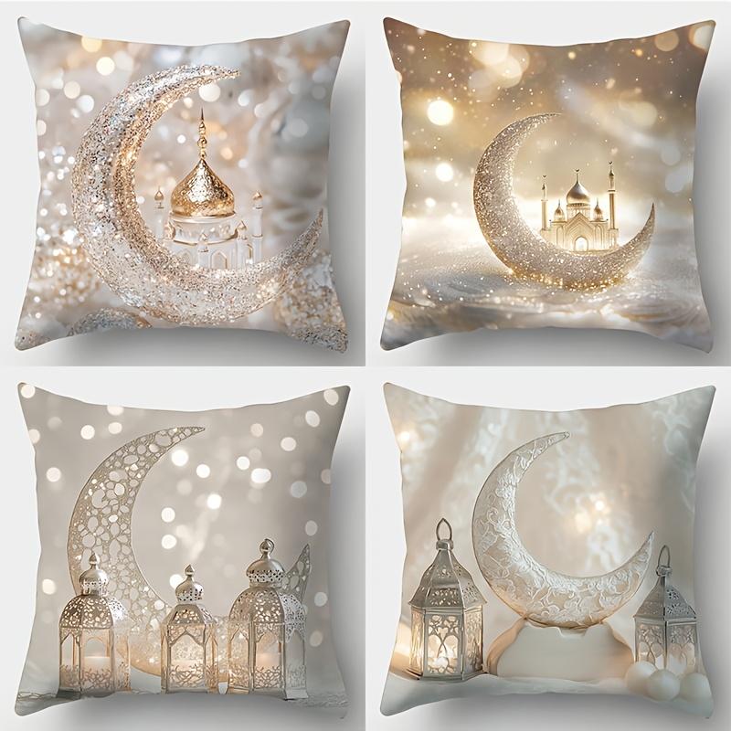1/4pcs Ramadan Theme Pillowcases with Crescent and Lantern Designs Sofa cushion cover Islamic Muslim home decoration