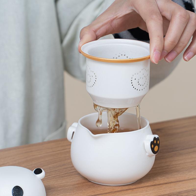 Panda Traveling Tea Set Portable Outdoor Tea Maker Cup One Pot Three Cups 2025 New Business Accompanying Gift