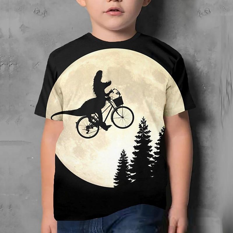 Kids Boys' T Shirt Short Sleeve Dinosaur Graphic Animal Black Children Tops Summer Active Cool Cute School Daily