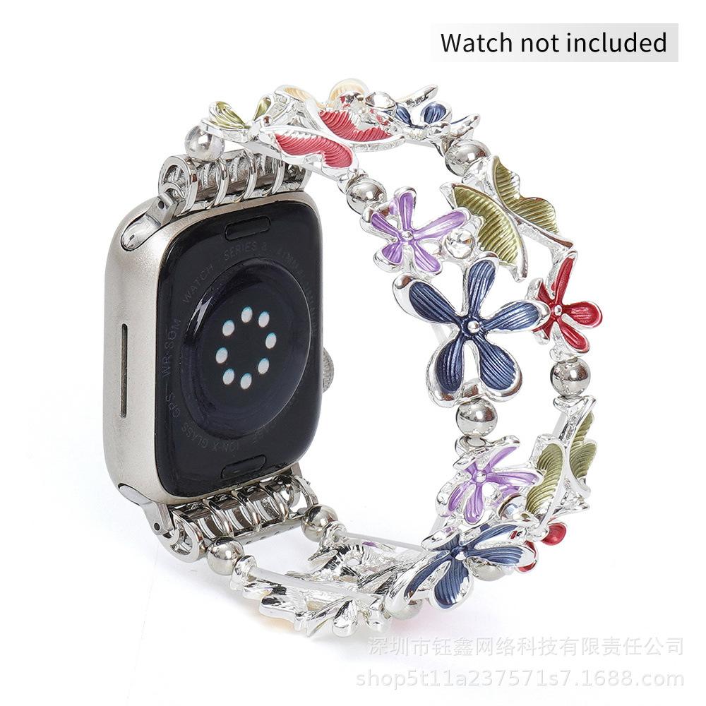 Colorful Oil Painting Flower & Butterfly Band for Apple Watch - Artistic iWatch Bracelet
